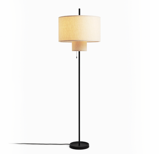 MARGIN modern beige floor lamp front – soft fabric shade E27