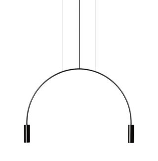 Black curved metal pendant light with aluminium head — modern ceiling lamp