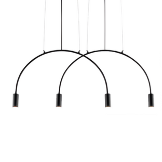 Modern black metal pendant lamp in interior — designer ceiling fixture