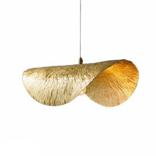 Copper metal leaf pendant — artisan hanging lamp for living room