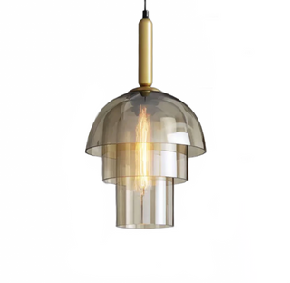 Salt pendant light — handcrafted metal lamp with cognac glass and brass hardware