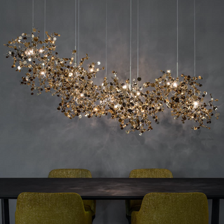 Metal disc ceiling light detail — luxury handcrafted pendant chandelier
