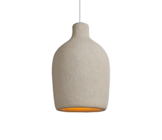 Metal pendant light illuminated with warm E27 LED — designer ceiling fixture