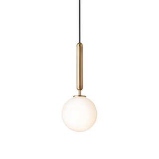 Frosted glass ball pendant light with brass finish for modern interior