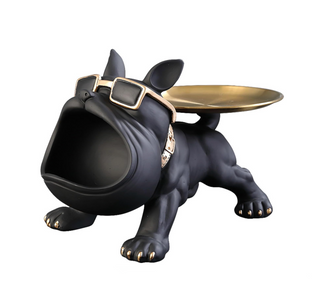 frenchie storage decor resin dog statue storage box with tray stylish organizer front view