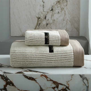 luxury cotton towel set soft absorbent organic cream bath towels fiamma neri close-up