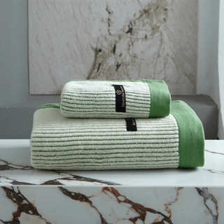luxury cotton towel set organic cream green face bath towels soft quick drying close-up