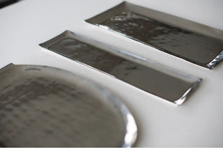 hammered metal tray rikan stainless steel two size tray set detail
