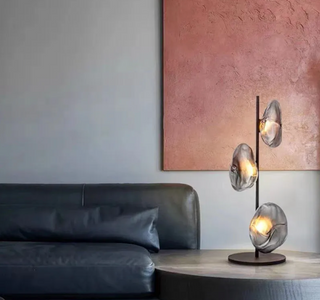 Crystal table lamp with hand-blown glass orbs — elegant warm ambient light