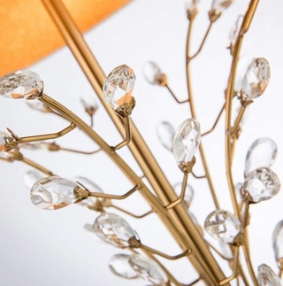 White crystal table lamp close-up — elegant lampshade detail