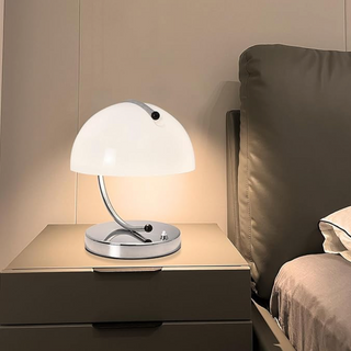 Chrome base table lamp dome — elegant warm glow