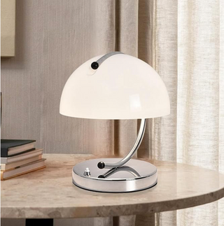 Elegant chrome dome lamp — modern warm ambient interior