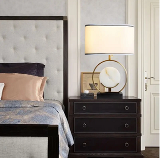 Circle opal stone lamp — elegant contemporary close-up