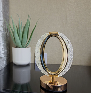 Luxury golden table lamp — chic design ambient warm glow