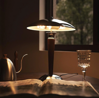 Vintage classic lamp close-up — elegant bedside detail