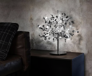 Graceful elegant lamp illuminated — delicate warm ambient