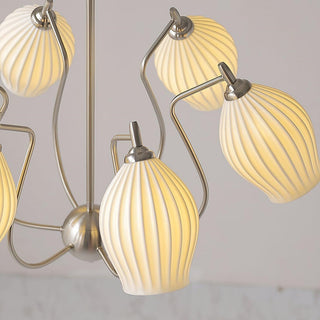 Ceramic flower chandelier warm glow dining room ceiling lamp