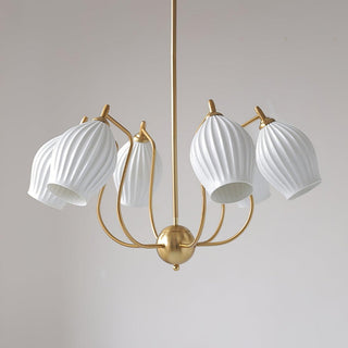 Flower shaped ceramic ceiling chandelier warm pendant light