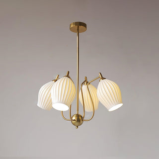 Modern ceramic flower chandelier dining room warm overhead