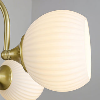 Cream ribbed chandelier wide — contemporary glass dining ceiling