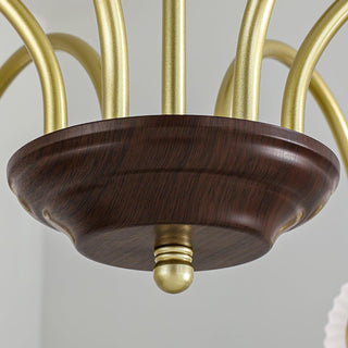 Cream ribbed glass dining chandelier — contemporary ceiling light