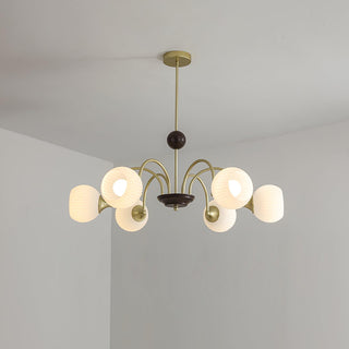 Ribbed cream contemporary chandelier wide — glass dining ceiling