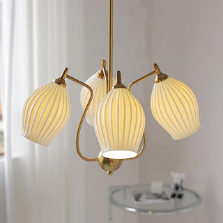 Modern ceramic flower chandelier warm glow dining room light