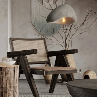 Resin pendant light detail — natural texture luxury ceiling fixture