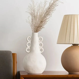 minimalist ceramic vase handcrafted scandinavian porcelain amphoras white decor side view