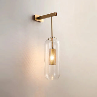 Clear glass brass wall sconce detail — Nora modern wall light