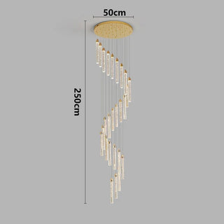 Gold Crystal Chandelier – Rotating Pendant Light for Large Space Lighting