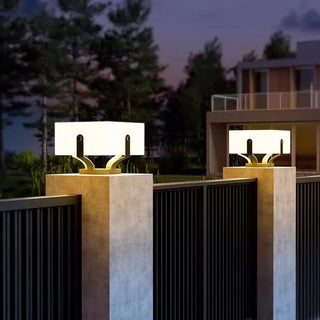Solar Garden Lamp – Stainless Steel Column Light with LED Outdoor Lighting