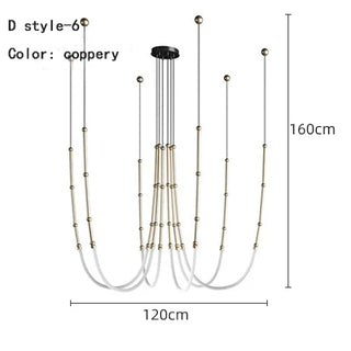 Black Metal Chandelier – Modern Ceiling Light With Tubular Curve Design