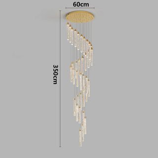 Gold Crystal Chandelier – Rotating Pendant Light for Large Space Lighting