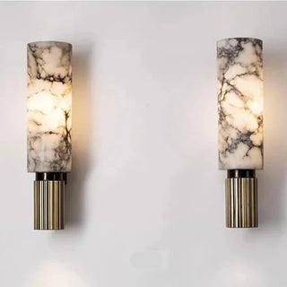 Alabaster Marble Wall Sconce – Luxury Copper Base Integrated LED Lighting