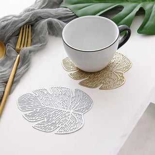 heat insulation placemats leaf design non slip table coasters recycled pvc lifestyle view