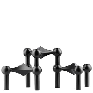 metal candlestick holder scandinavian molecular candle stand handcrafted black steel close-up