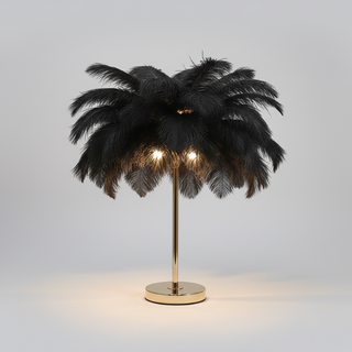 Feather Table Lamp – Decorative Ostrich Feather Lamp with Touch Control Lighting