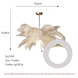 Ostrich Feather Chandelier – White Feather Luxury LED Living Room Light