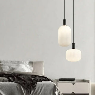 Adjustable Pendant Lamp – Nordic Style Lamp with White Glass Diffuser & Gold Ring