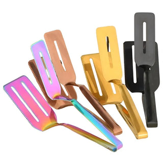 stainless steel tongs durable serving food tongs eco-friendly kitchen tools angle view