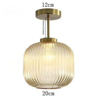 Retro Glass Ceiling Light – Ribbed Glass Lamp with Adjustable Brightness for Living Room
