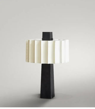 Scandinavian Table Lamp – Minimalist Matte Black Aluminium With Pleated Shade
