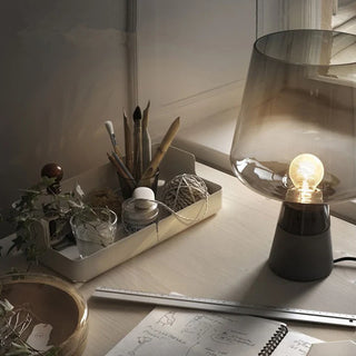 Industrial Bedside Lamp – LED Glass Stone Table Light With Polished Chrome Finish