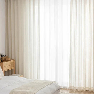 linen sheer curtain luxury linen airy drapery pull pleated tape front view