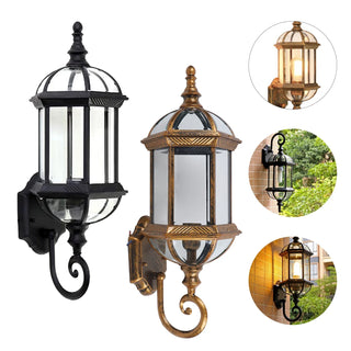 Vintage Outdoor Wall Light – Black Iron Lantern With Aluminium Glass Lamp