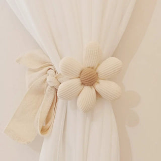 flower tieback curtain holders cotton fabric window decor side view