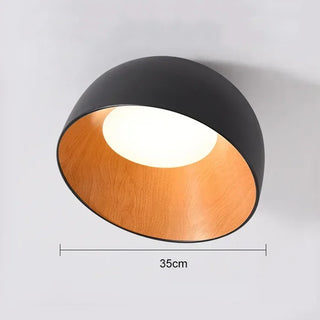 Modern Ceiling Light – Black Metal & Wood Dimmable LED Fixture by Lumavera