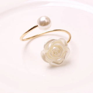 flower napkin holder elegant aluminium napkin rings table decor side view