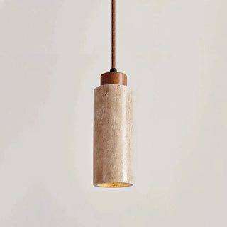 Modern Pendant Lamp – Natural Lampshade with Travertine Stone Design